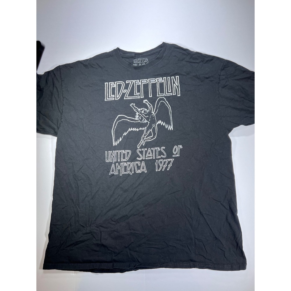 Led Zeppelin Graphic T-Shirt Mens 2XL Black 1977 US Tour Swan Song Icarus Tee